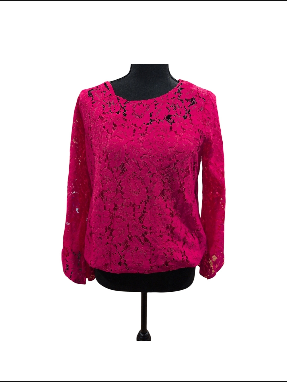 Women's Fuchsia Lace Long-Sleeve
